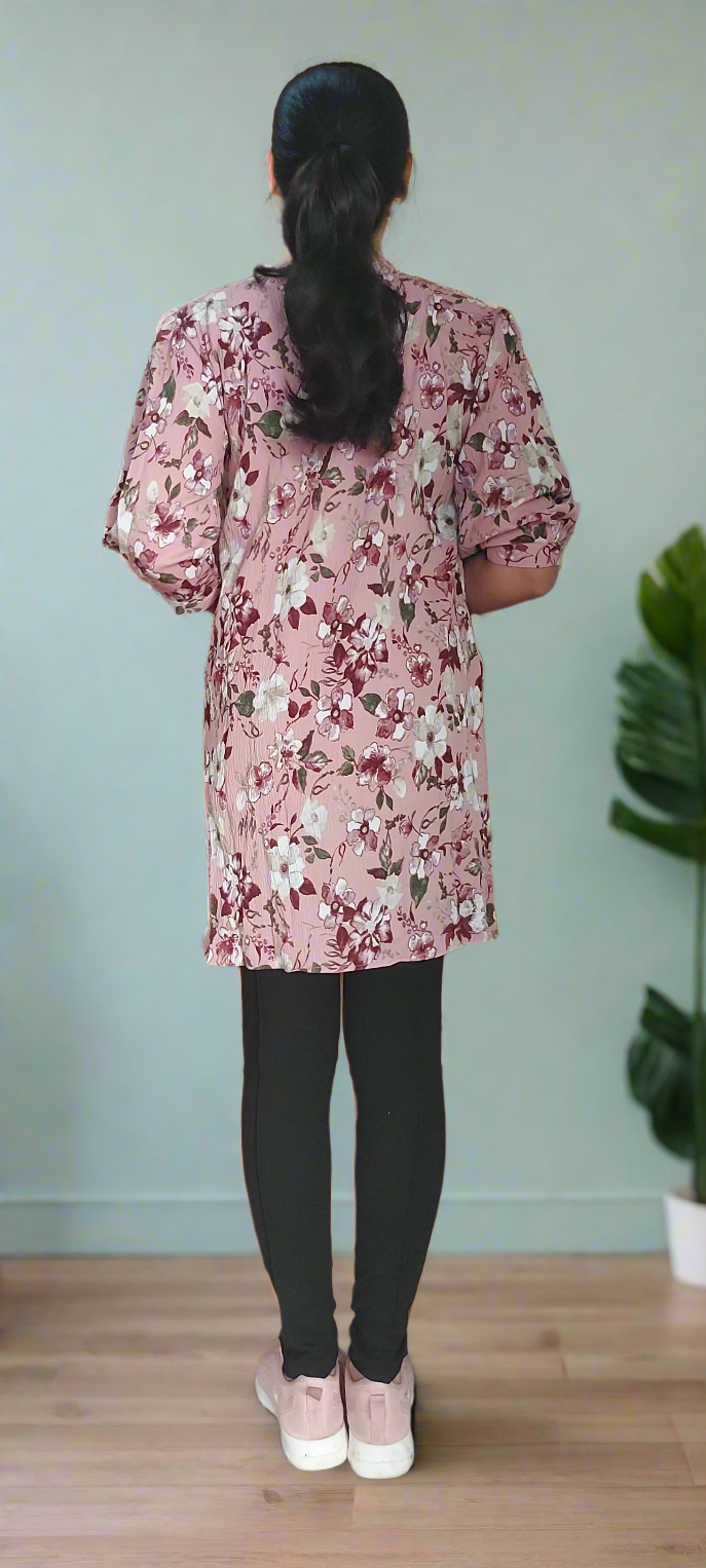 Pink Floral Short Kurti