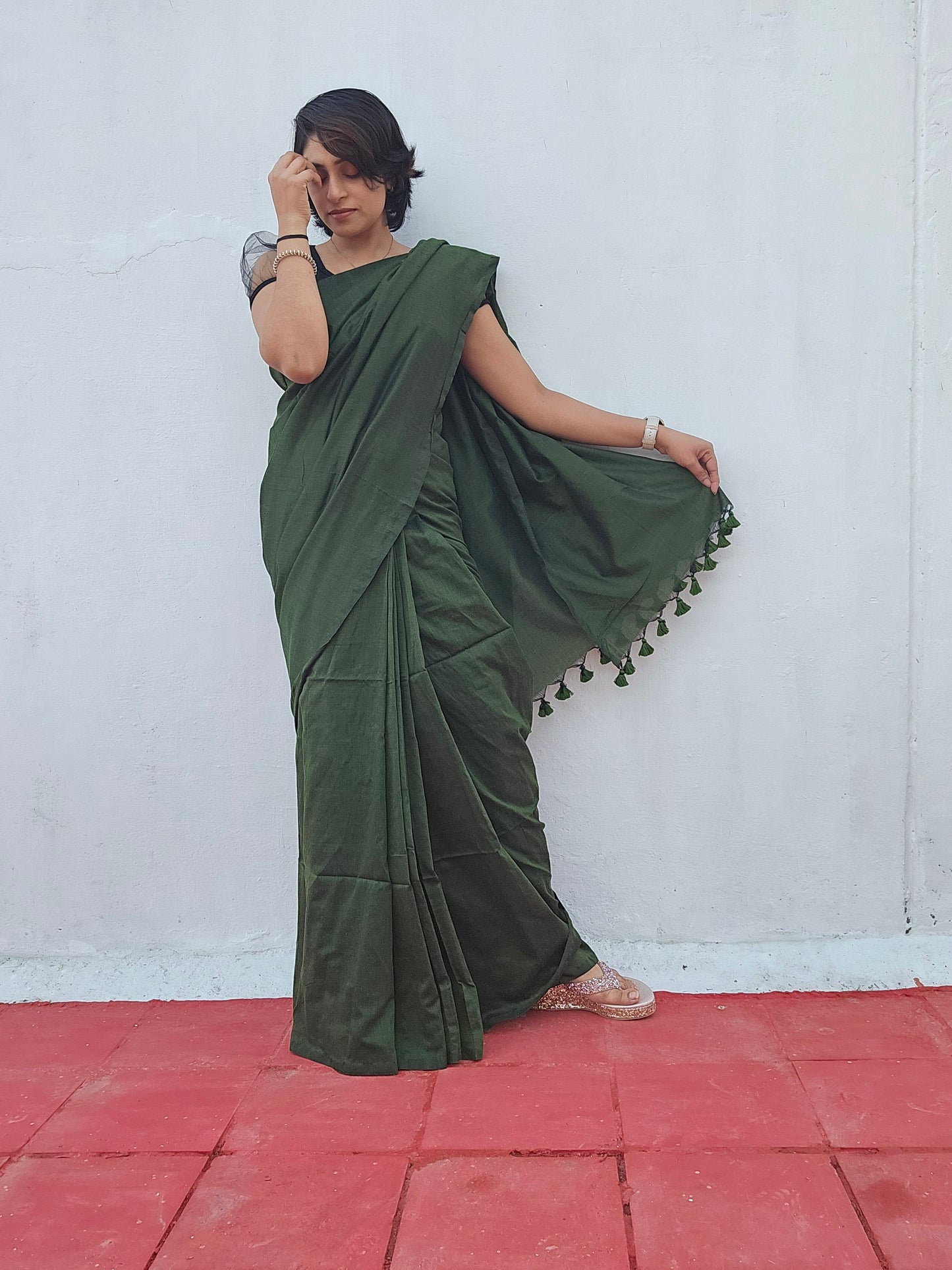 Mehndi Green Handloom Saree