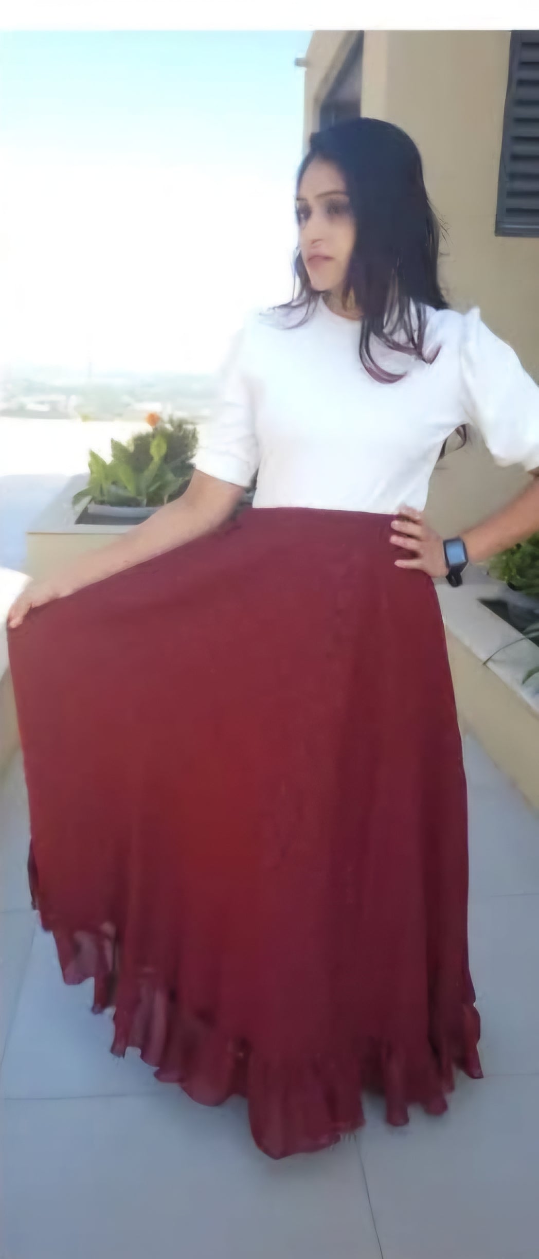 Red Vijitra Silk Skirts