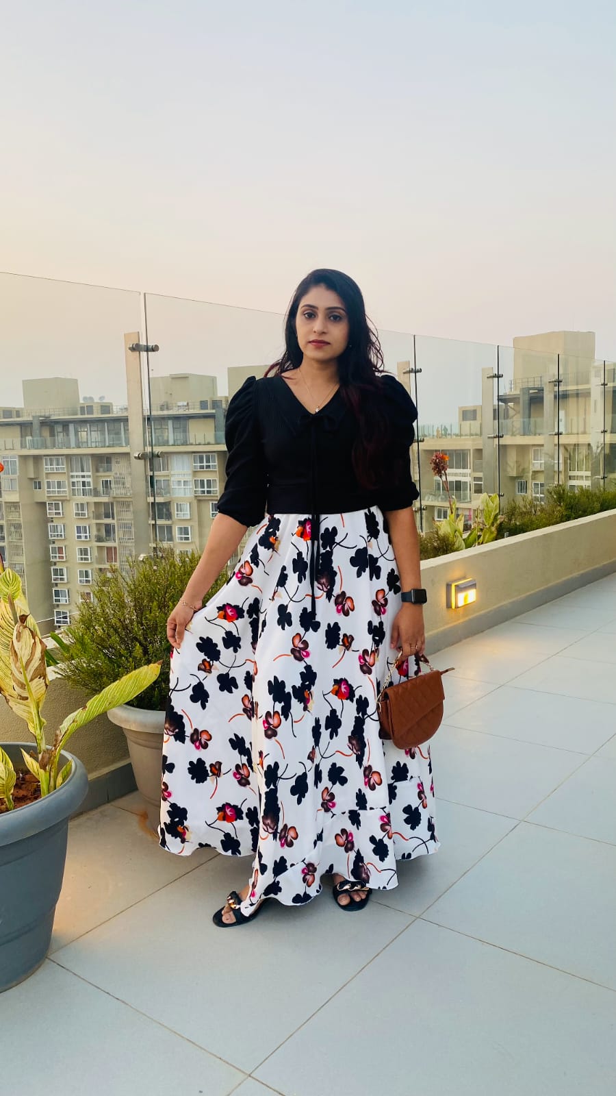 White Floral Crepe Skirts