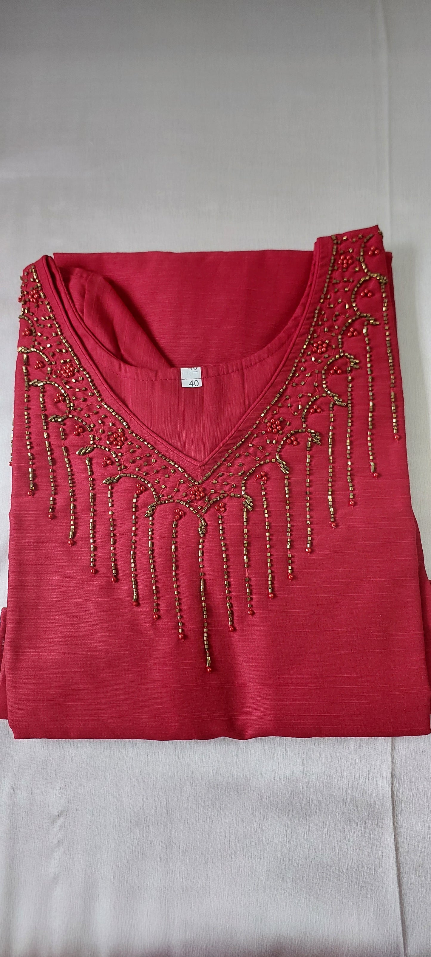 Red Beads Handwork Kurti