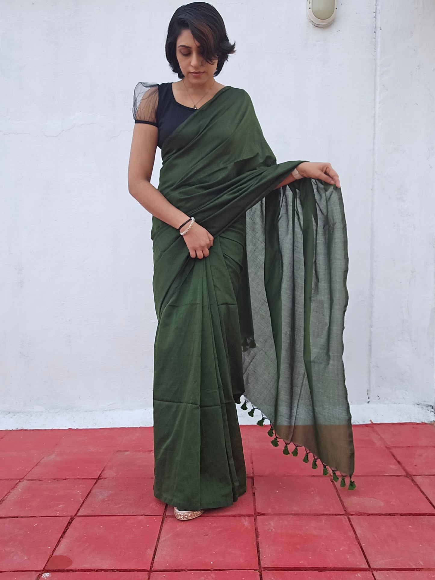 Mehndi Green Handloom Saree