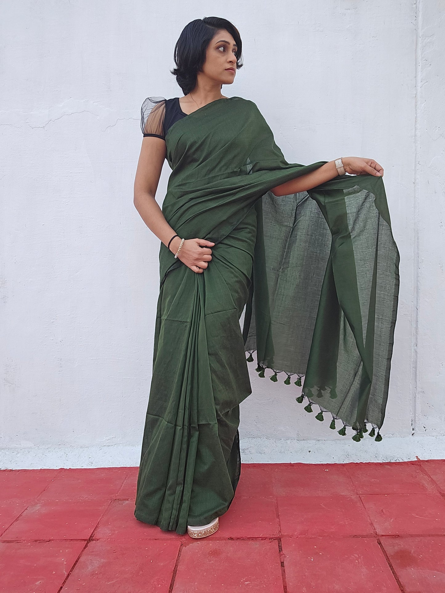 Mehndi Green Handloom Saree