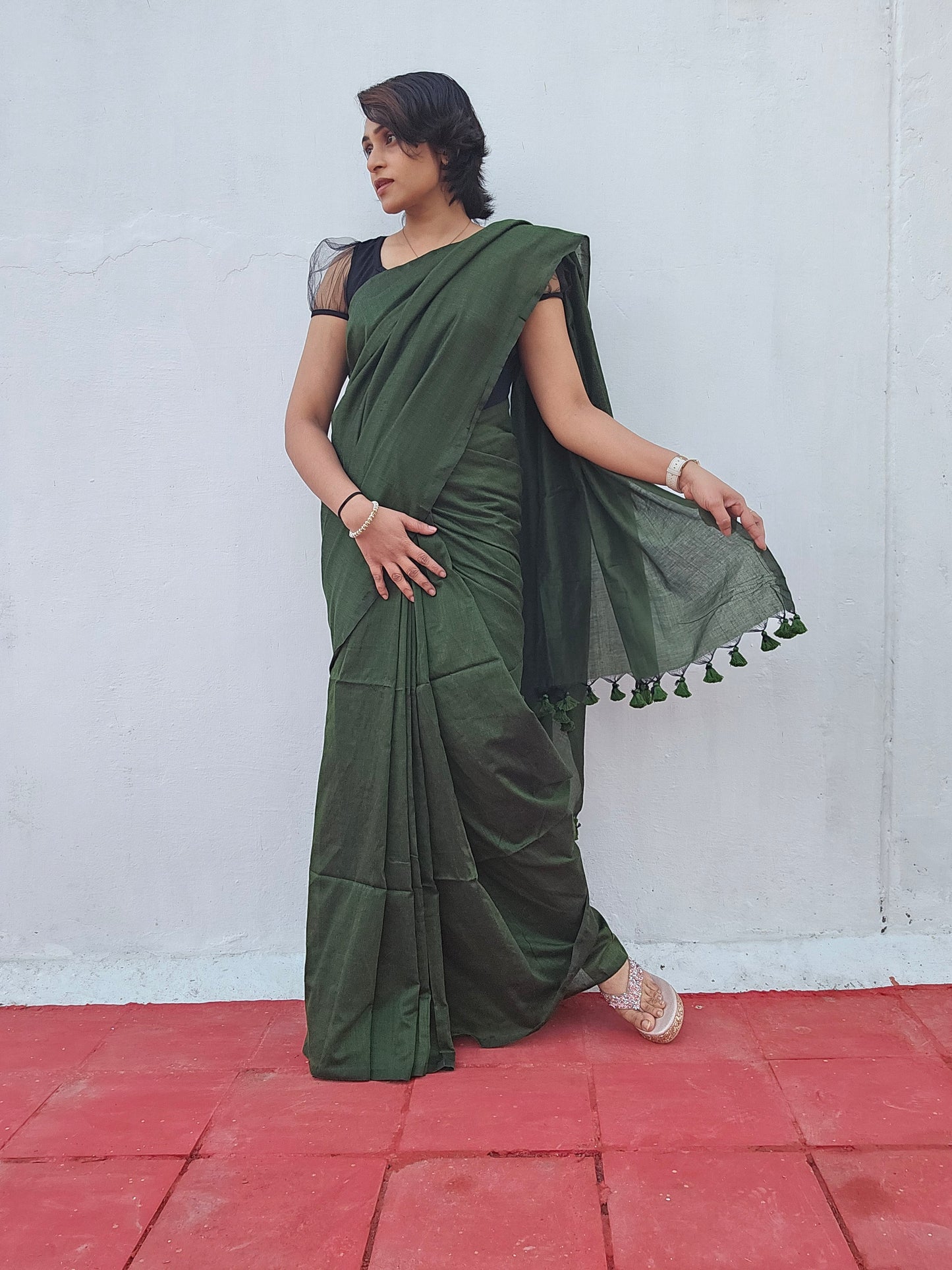 Mehndi Green Handloom Saree