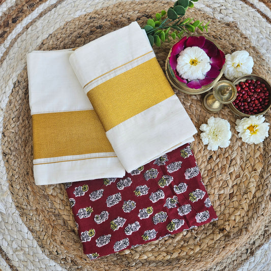 Gold Kasav Set Mundu