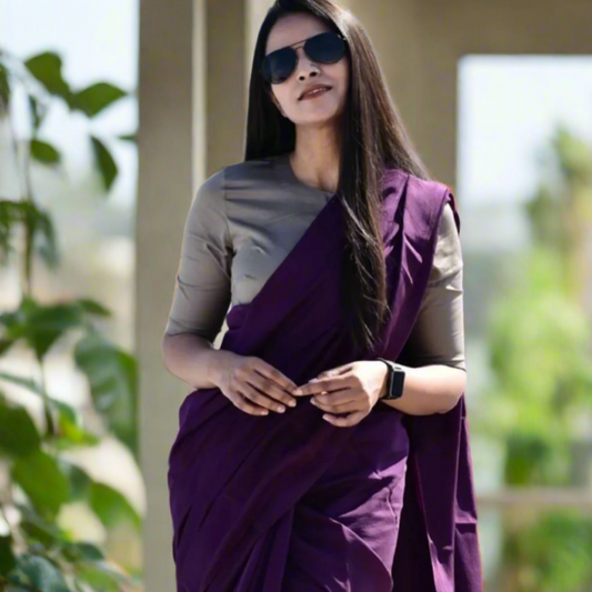 Purple Cotton Saree