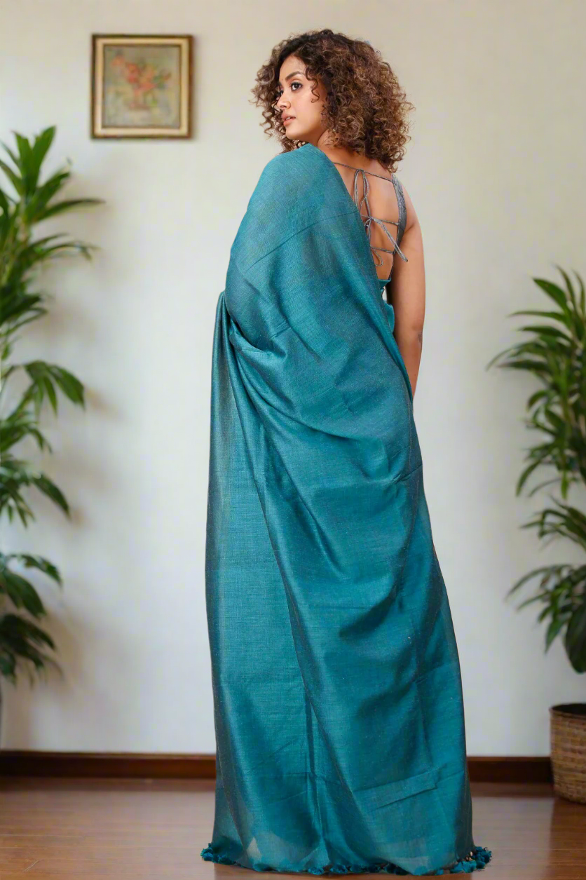 Peacock Khadi Cotton Saree