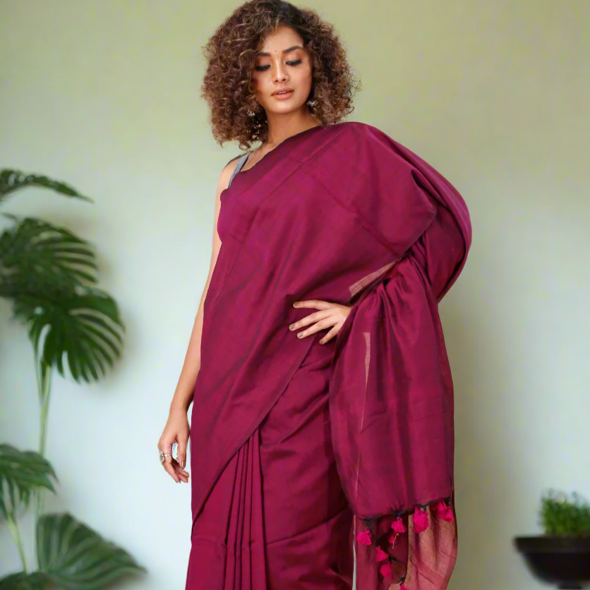 Brown Khadi Cotton Saree