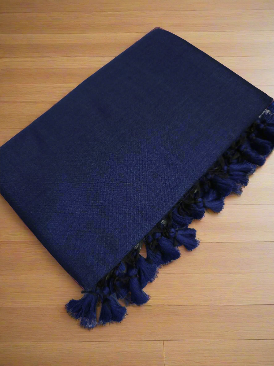 Navy Blue Khadi Cotton Saree