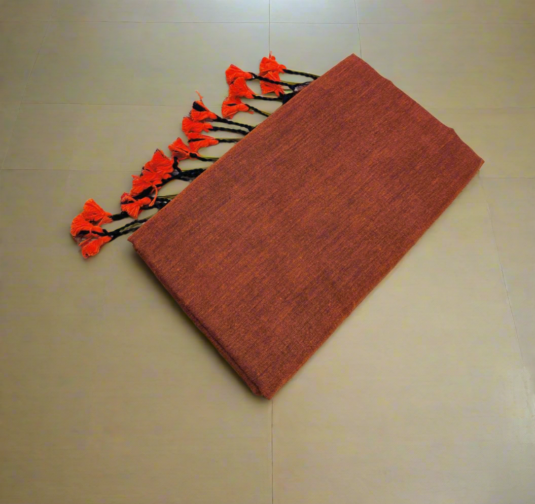 Orange Mul Cotton Saree