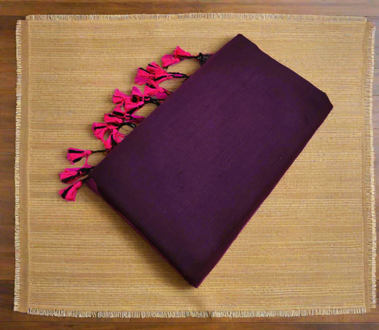 Purple Mul Cotton Saree