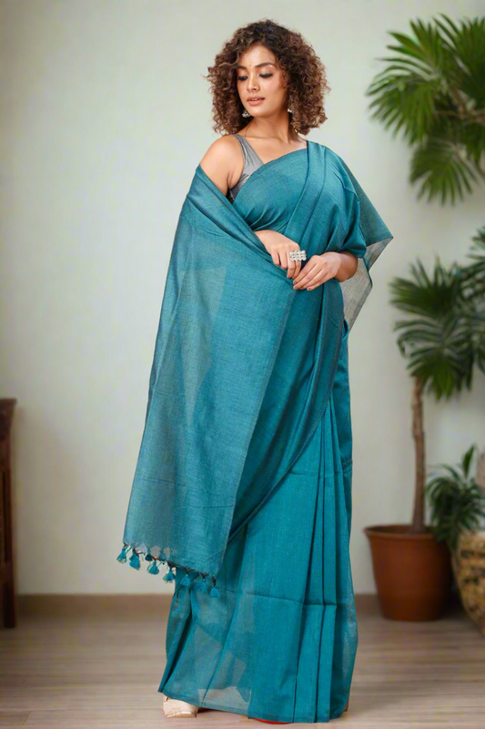 Peacock Khadi Cotton Saree