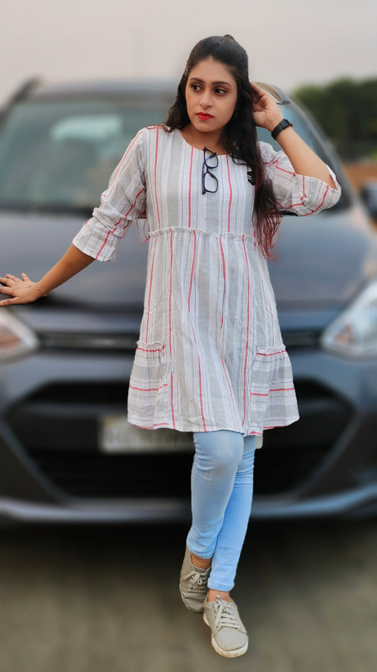 Red Stripe Short Kurti