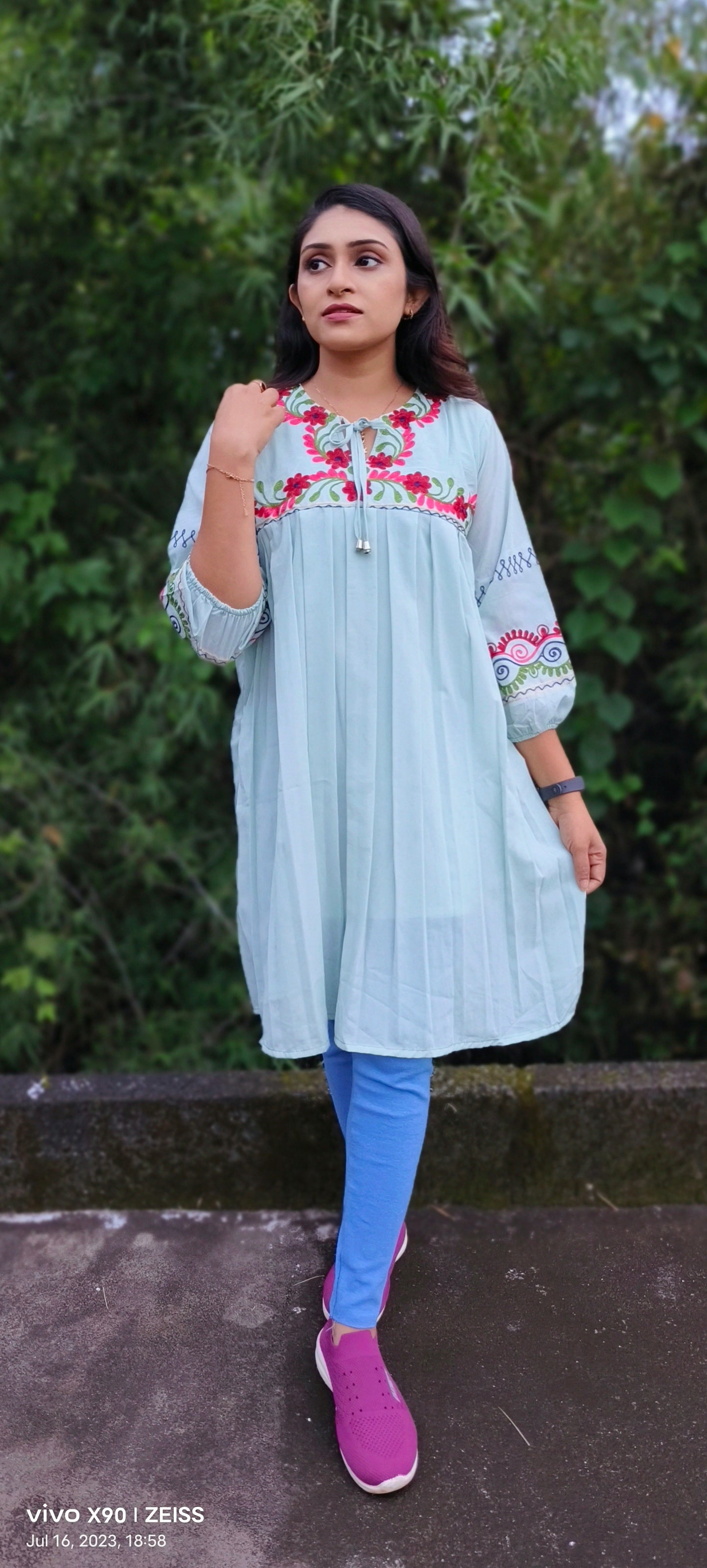 LightGreen Embroidery ShortKurti