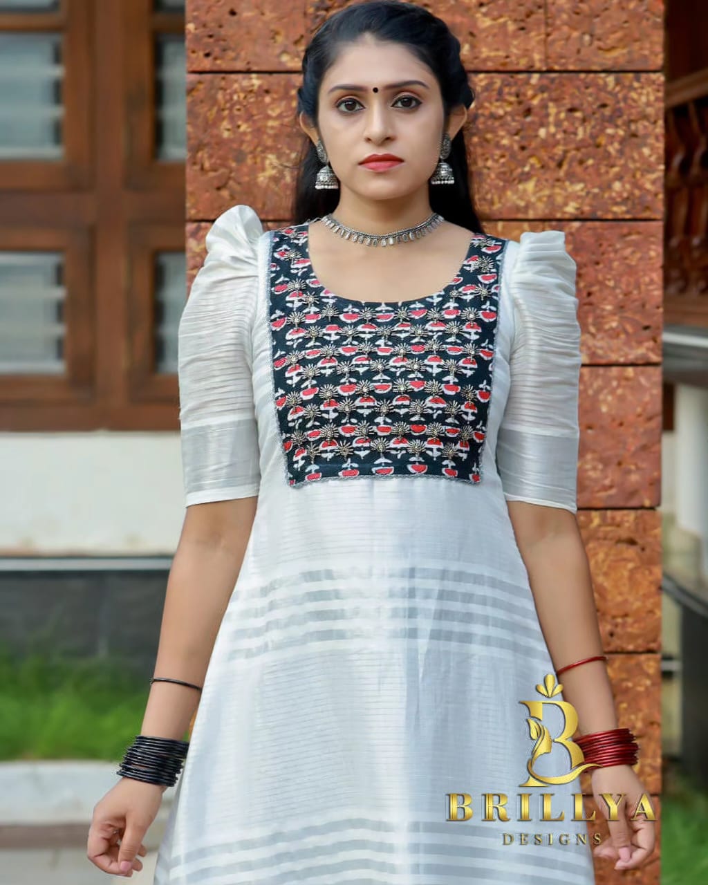 Black Kasavu Handwork Kurti