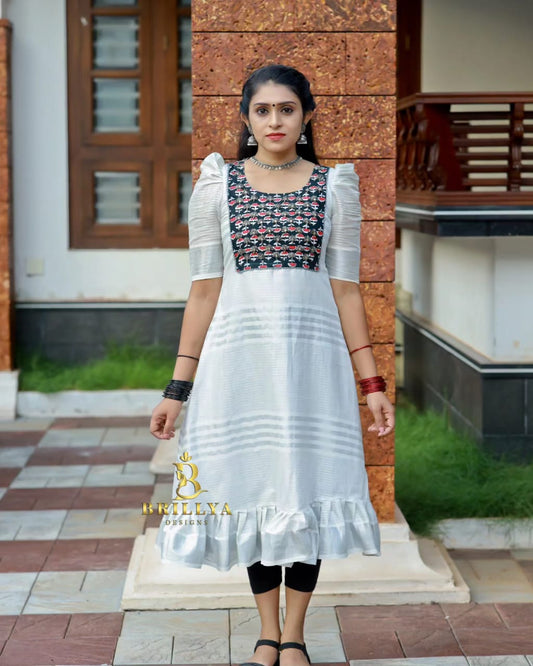 Black Kasavu Handwork Kurti