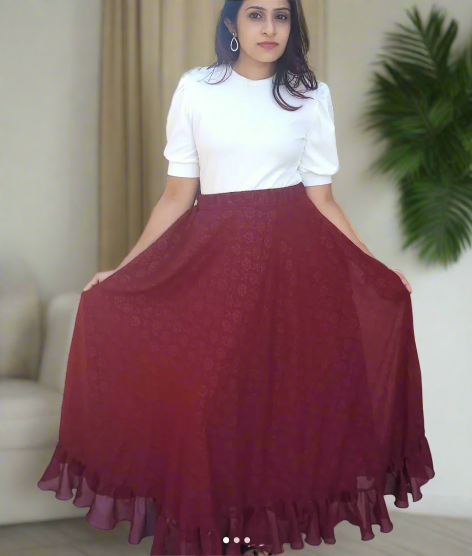 Red Vijitra Silk Skirts