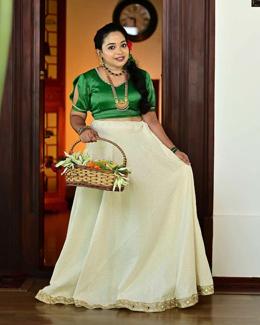 Green&white Ethnic Lehenga