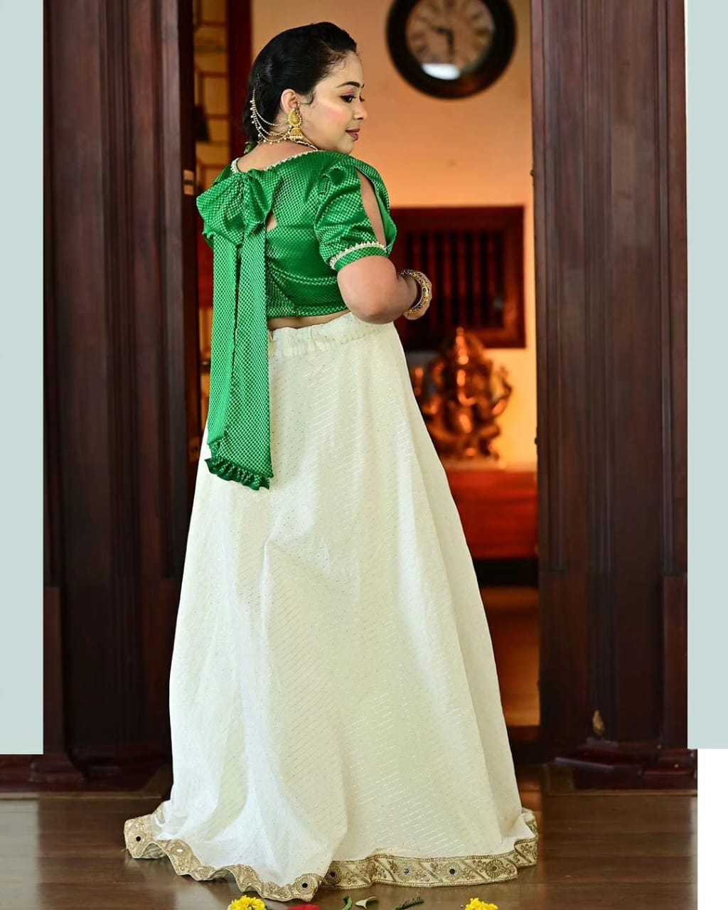 Green&white Ethnic Lehenga